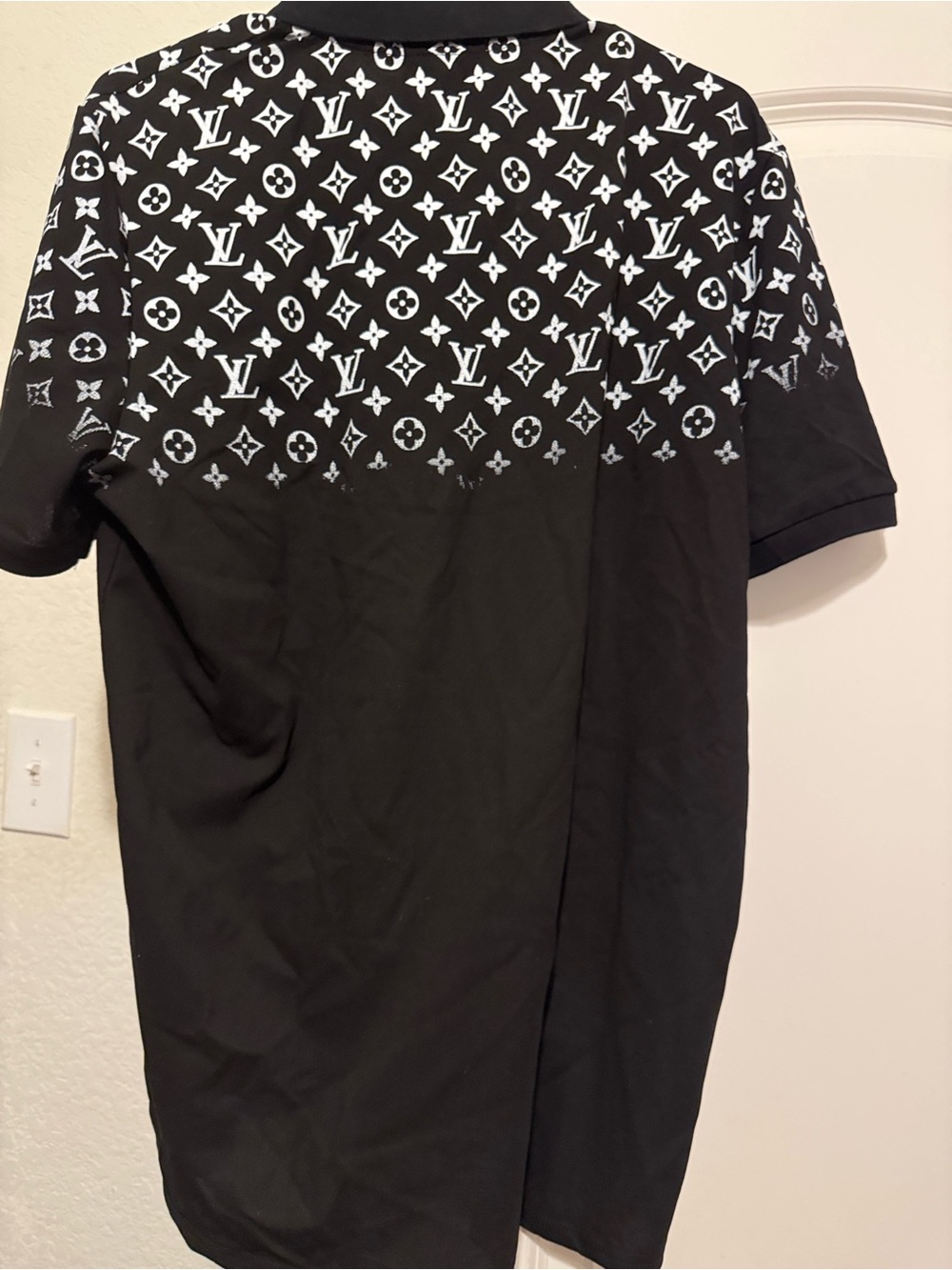 Louis Vuitton Black and White Monogram Polo Shirt